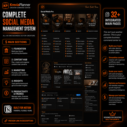 Creator Content Planner & Social Media Dashboard | Notion Template